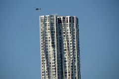 12-3 New York Financial District Helicopter Flying Over New York by Gehry From Brooklyn Heights.jpg